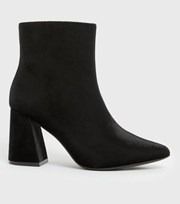 New Look Black Suedette Pointed Flared Block Heel Boots